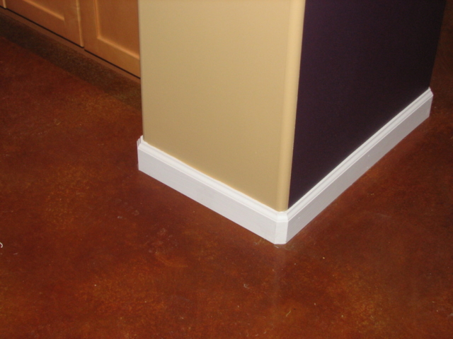 Basement finish, custom paint and stained floor.
