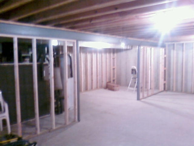 Basement finish, framing entertainment cabinet